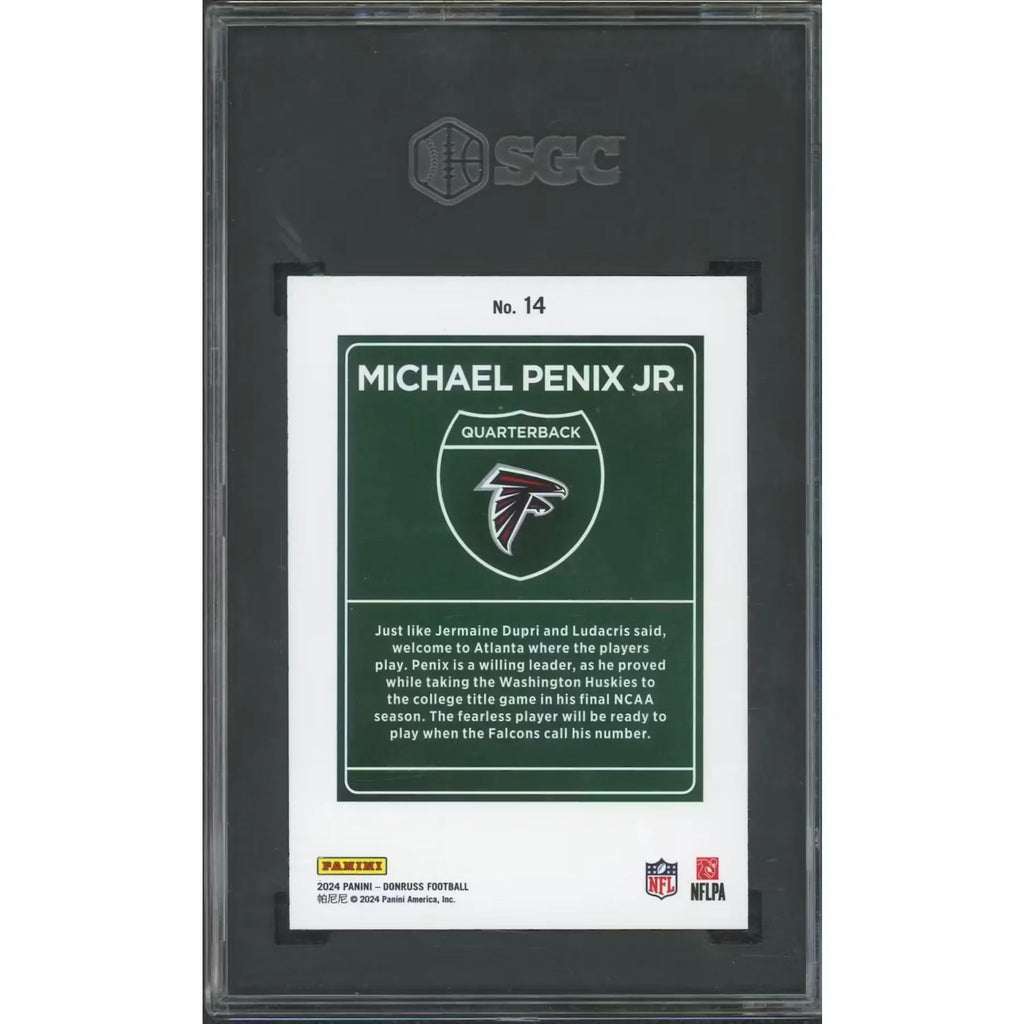 Michael Penix Jr. 2024 Panini Donruss Rookie Downtown | SGC 10