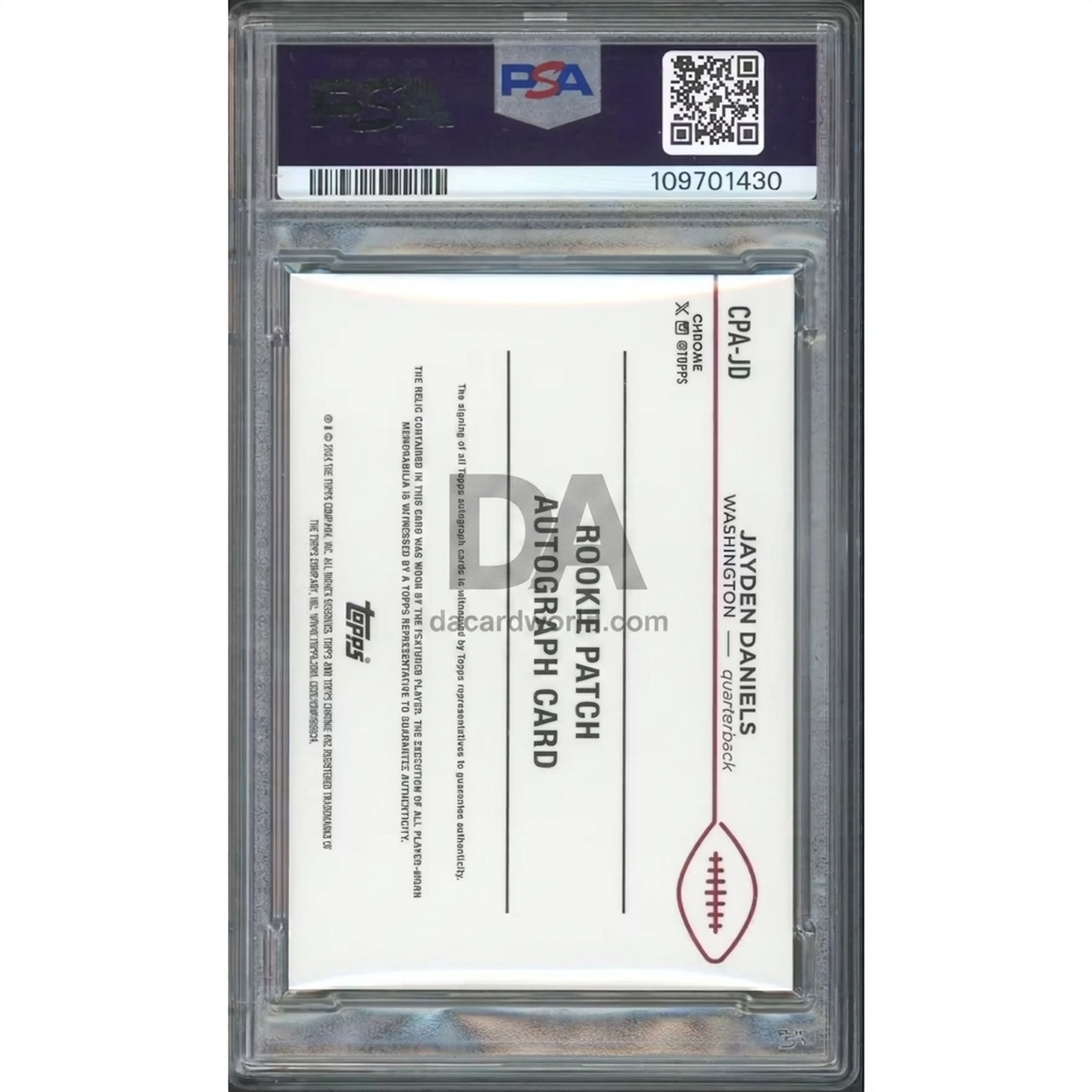 Jayden Daniels Signed 2024 Topps Chrome Superfractor Rookie Patch Auto | PSA 9