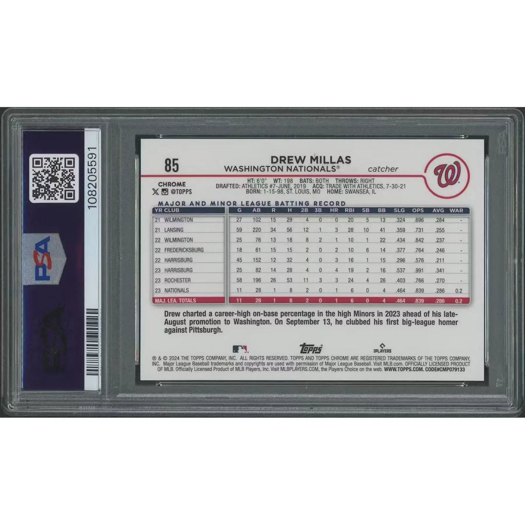 Drew Millas 2024 Topps Chrome Logofractor #85 Rose Gold Refractor | PSA 10 Gem Mint