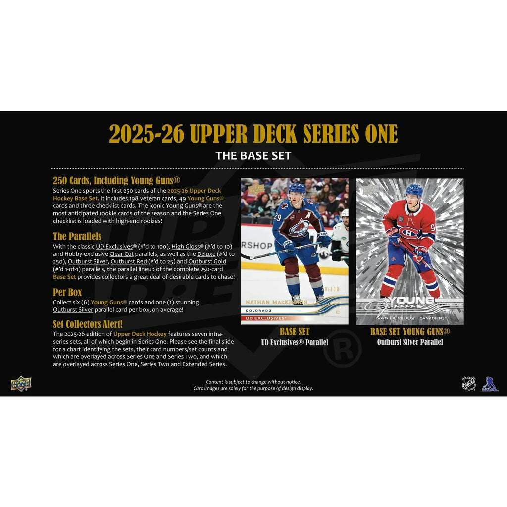 2025 26 Upper Deck Series 1 Hockey Hobby 12 Box Case (Ships Sealed Only) - D2