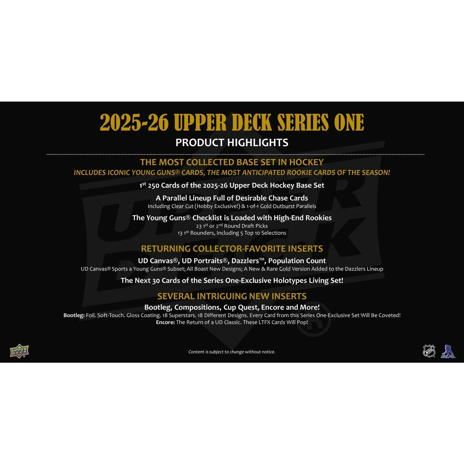 2025 26 Upper Deck Series 1 Hockey Hobby Box (Ships Sealed Only) - D