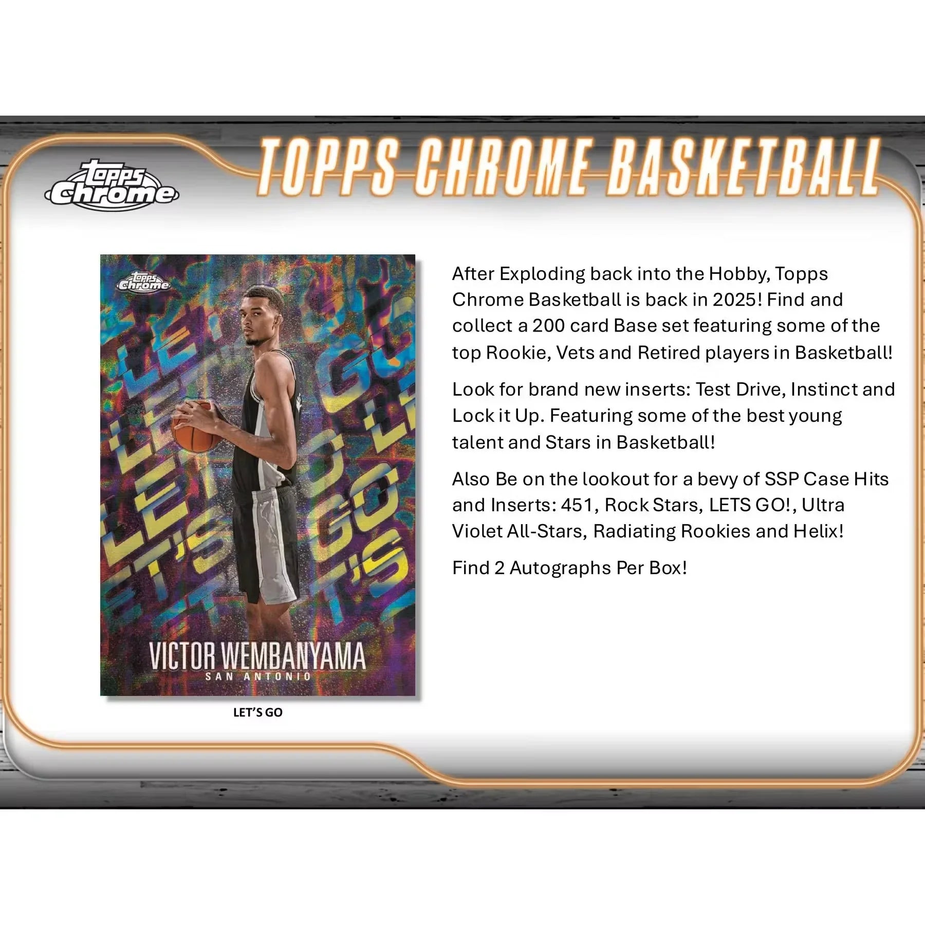 2024-25 Topps Chrome Basketball Hobby Box (Ships Sealed Only) - D