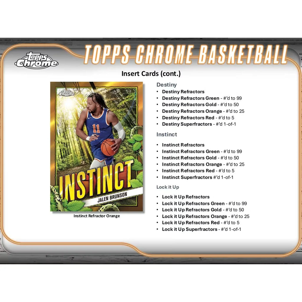 2024-25 Topps Chrome Basketball Hobby Box (Ships Sealed Only) - D
