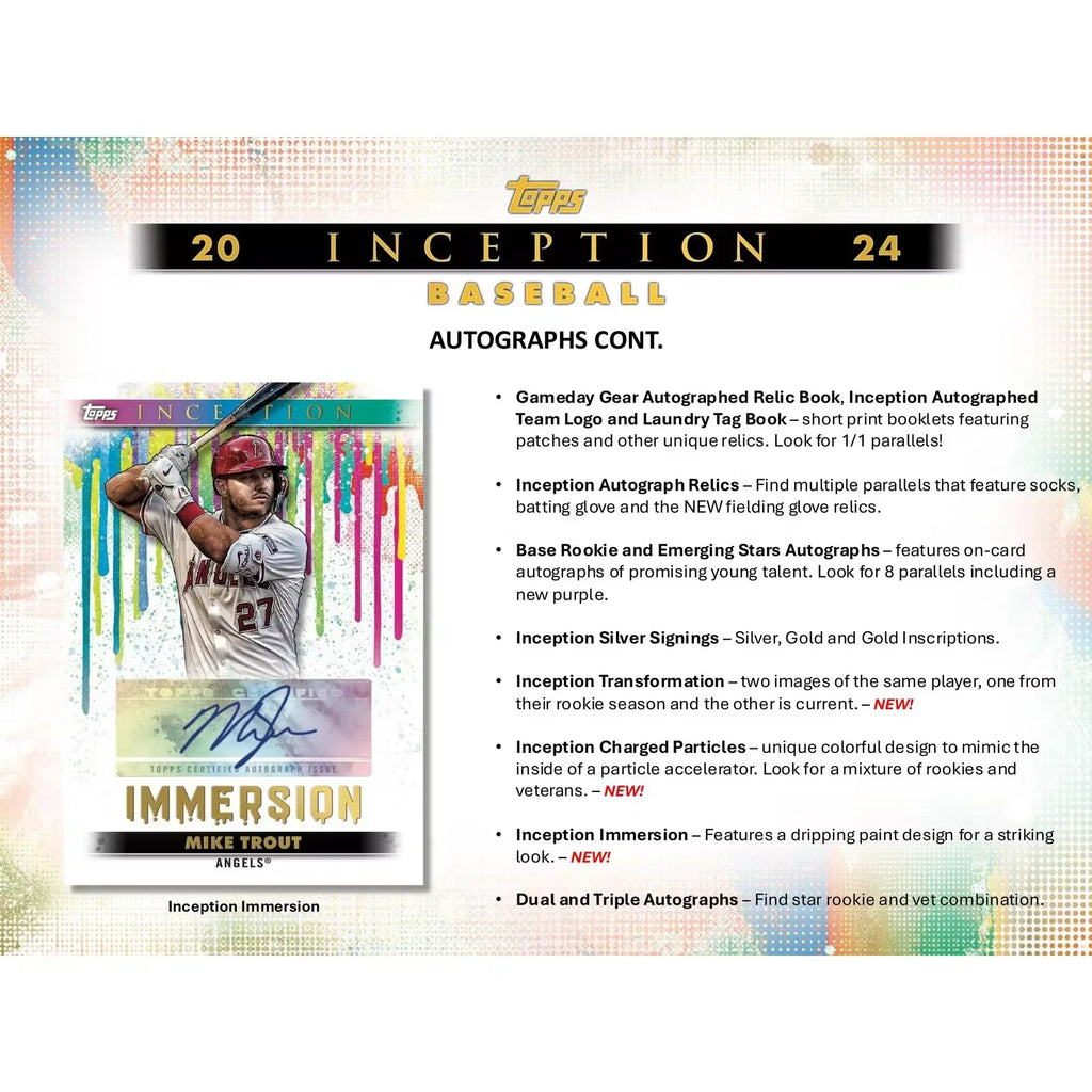 2024 Topps Inception Baseball Hobby Box | Autographed Rookie Cards (Ships Sealed Only)
