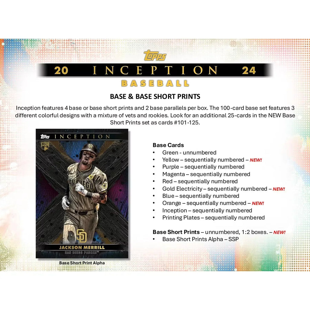 2024 Topps Inception Baseball Hobby Box (Ships Sealed Only)