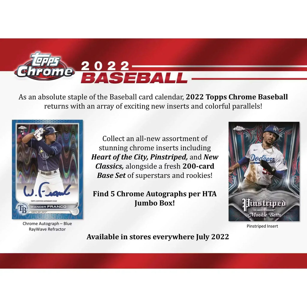 2022 Topps Chrome Baseball Hobby Jumbo 8 Box Case (Ships Sealed Only)