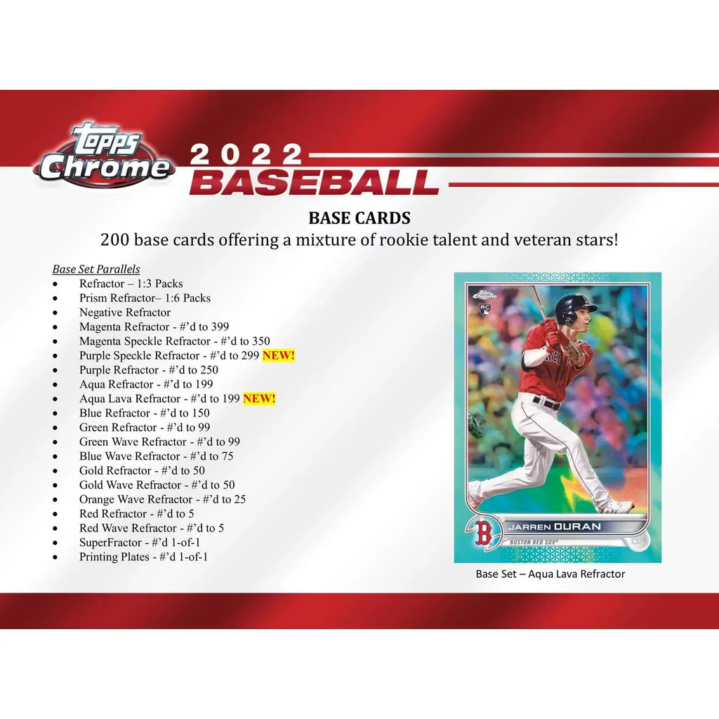 2022 Topps Chrome Baseball Hobby Jumbo 8 Box Case (Ships Sealed Only)