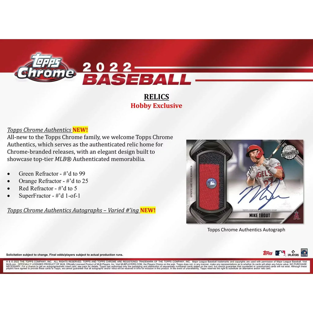 2022 Topps Chrome Baseball Hobby Jumbo 8 Box Case (Ships Sealed Only)