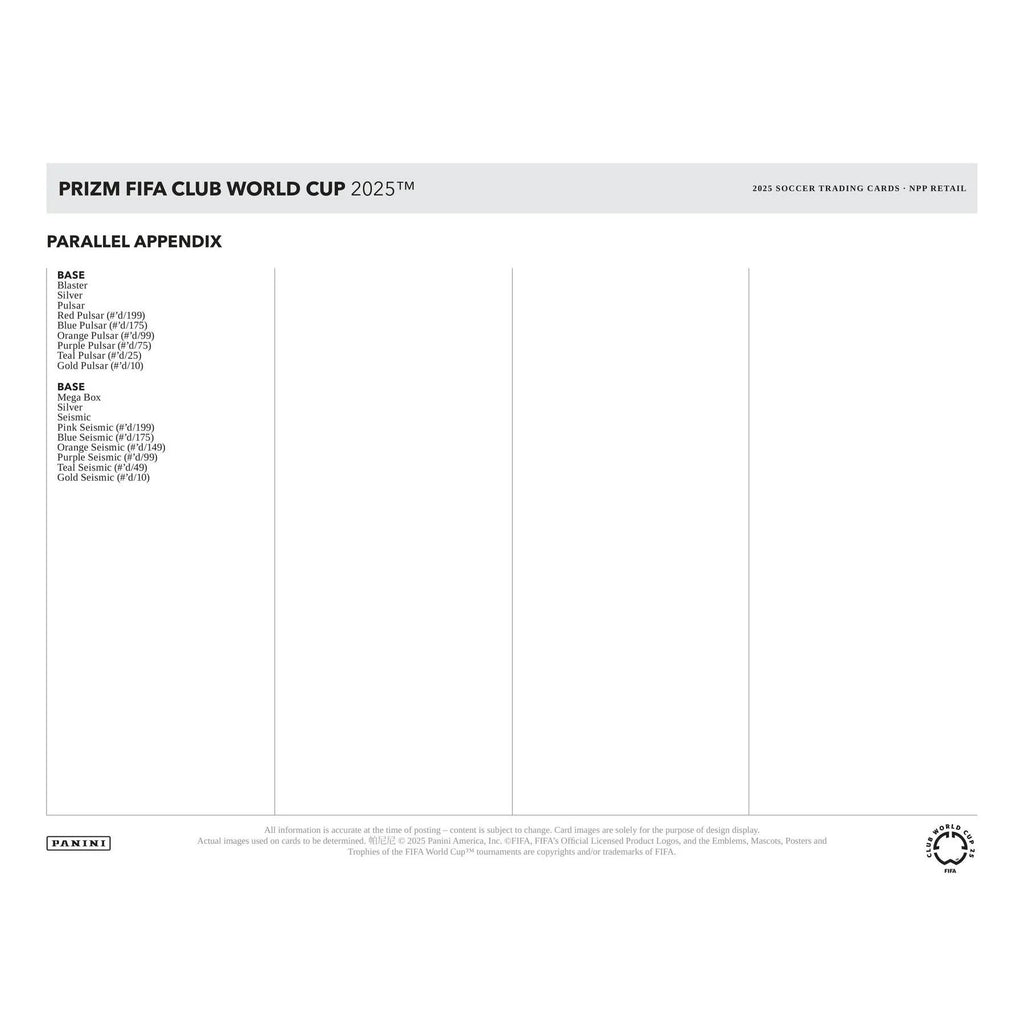 2025 Panini Prizm FIFA Club World Cup Soccer Blaster 20 Box Case (Ships Sealed Only)