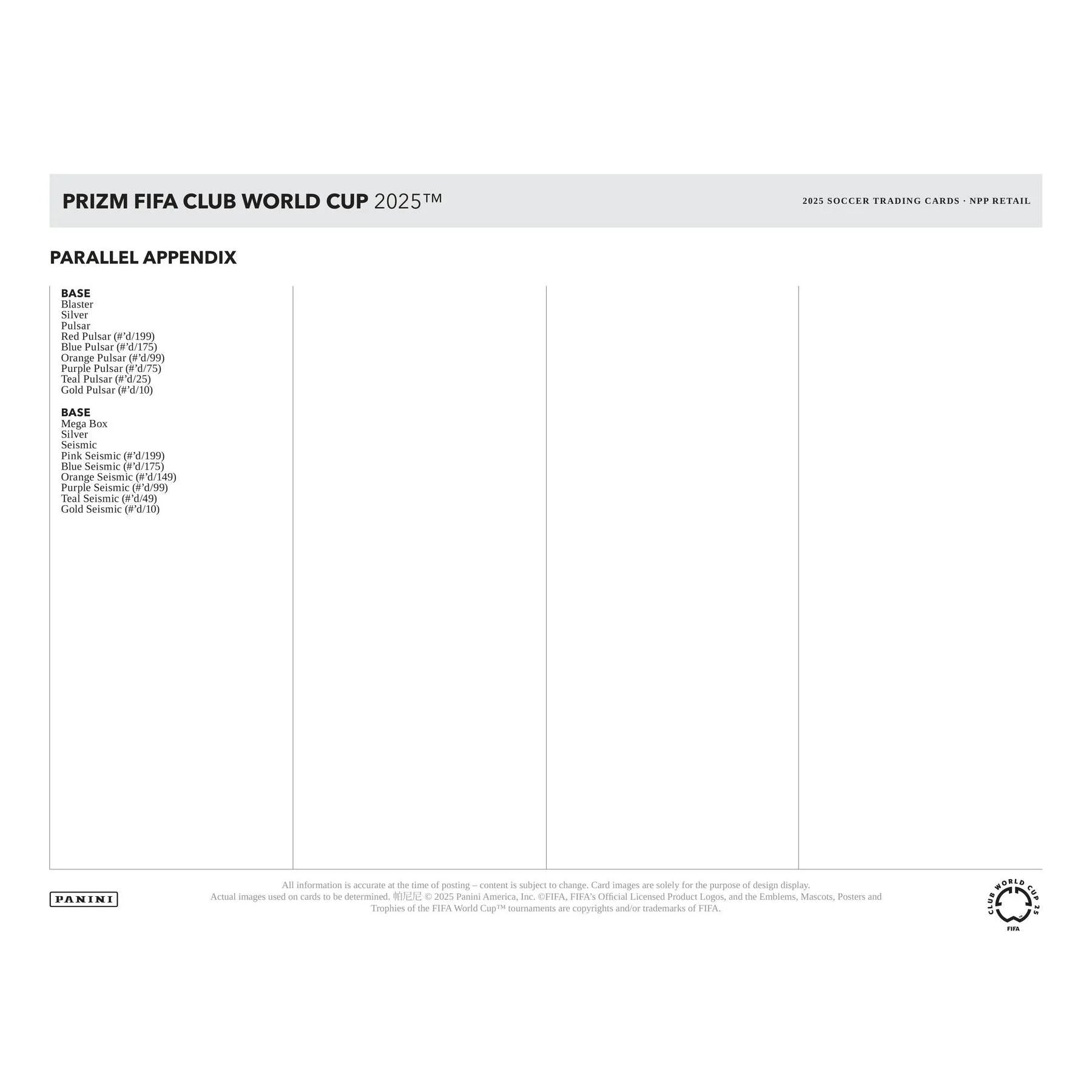 2025 Panini Prizm FIFA Club World Cup Soccer Blaster 20 Box Case (Ships Sealed Only)