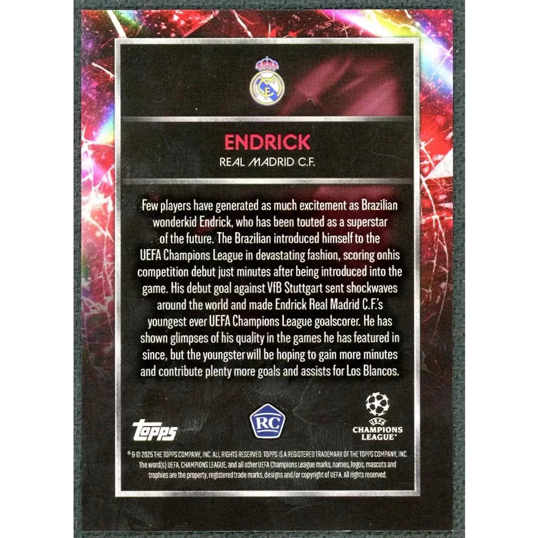 Endrick 2024-25 Topps Knockout Impact UEFA Rookie Red/10