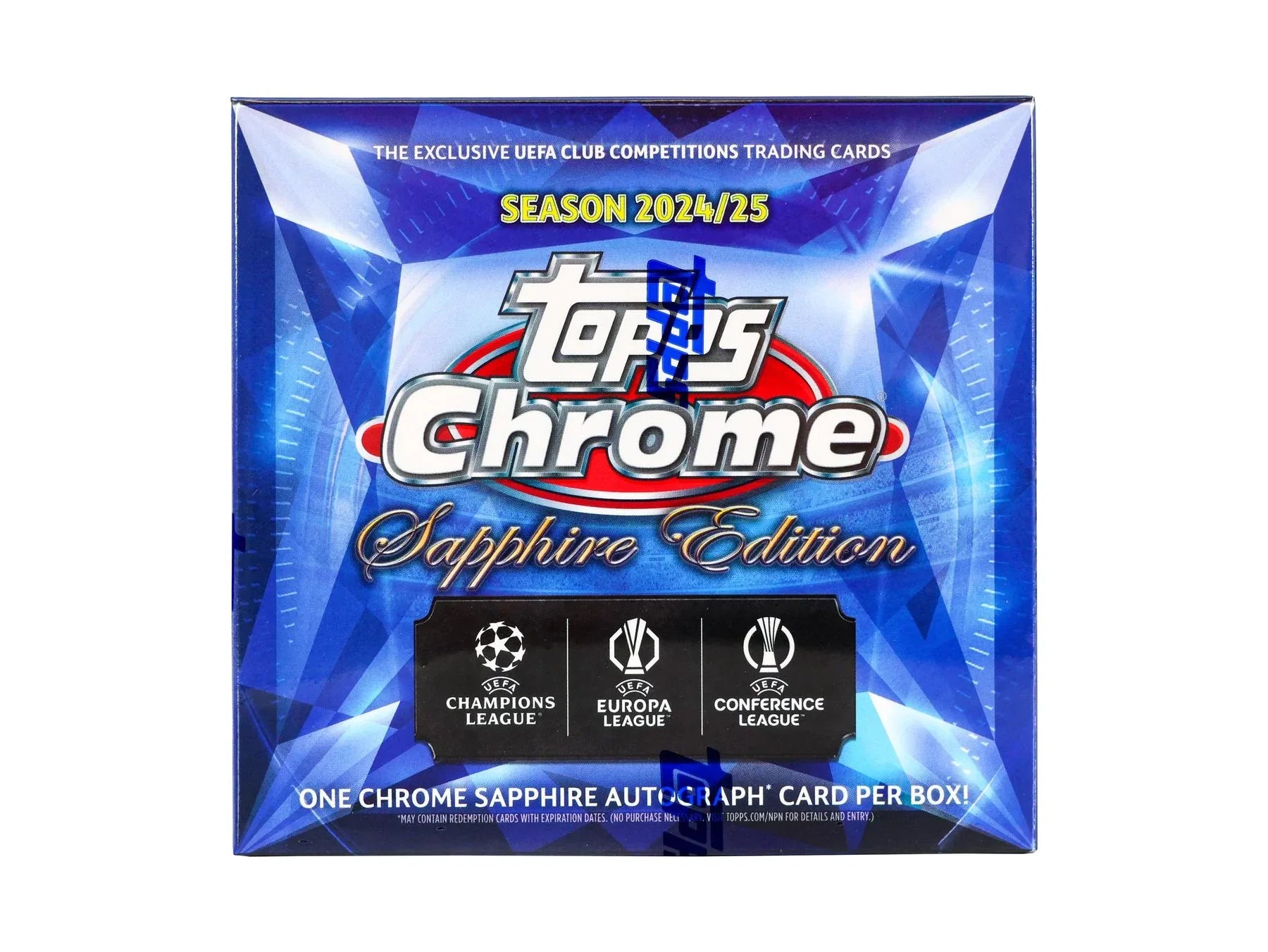 2024 25 Topps Chrome UEFA Club Competitions Sapphire Edition Soccer Box (Ships Sealed Only)