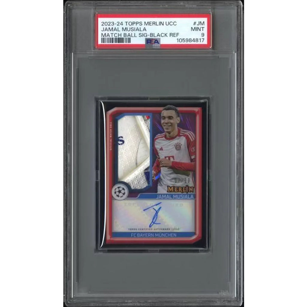 Jamal Musiala Signed 2023-24 Topps Merlin Card | Black Refractor PSA 9