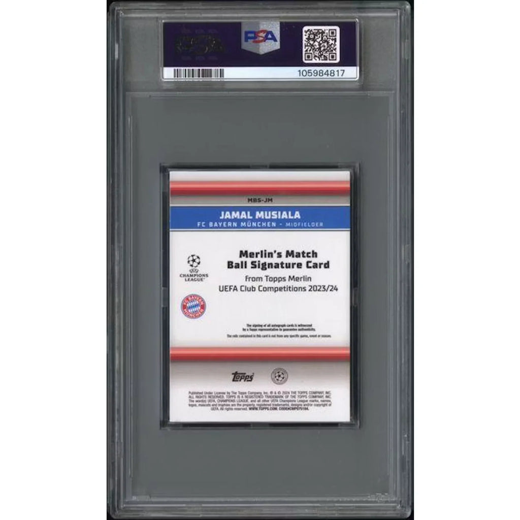 Jamal Musiala Signed 2023-24 Topps Merlin Card | Black Refractor PSA 9