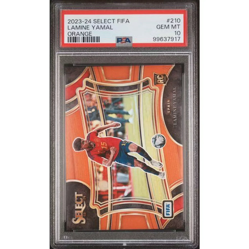 Lamine Yamal 2023-24 Panini Select FIFA Rookie Card | PSA 10 Orange Field Level/49