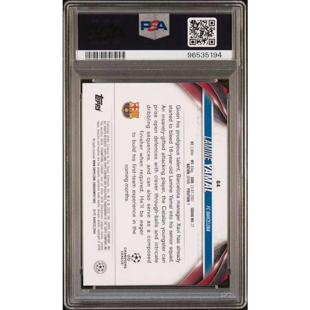 Lamine Yamal 2023-24 Topps Chrome UCC Hero Variation #64 | PSA 9