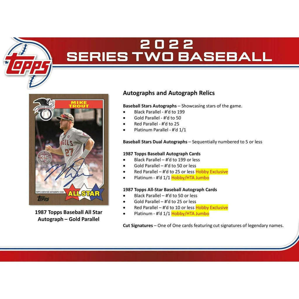 Topps Series 2 Baseball Hobby Box 2022 (Ships Sealed Only)