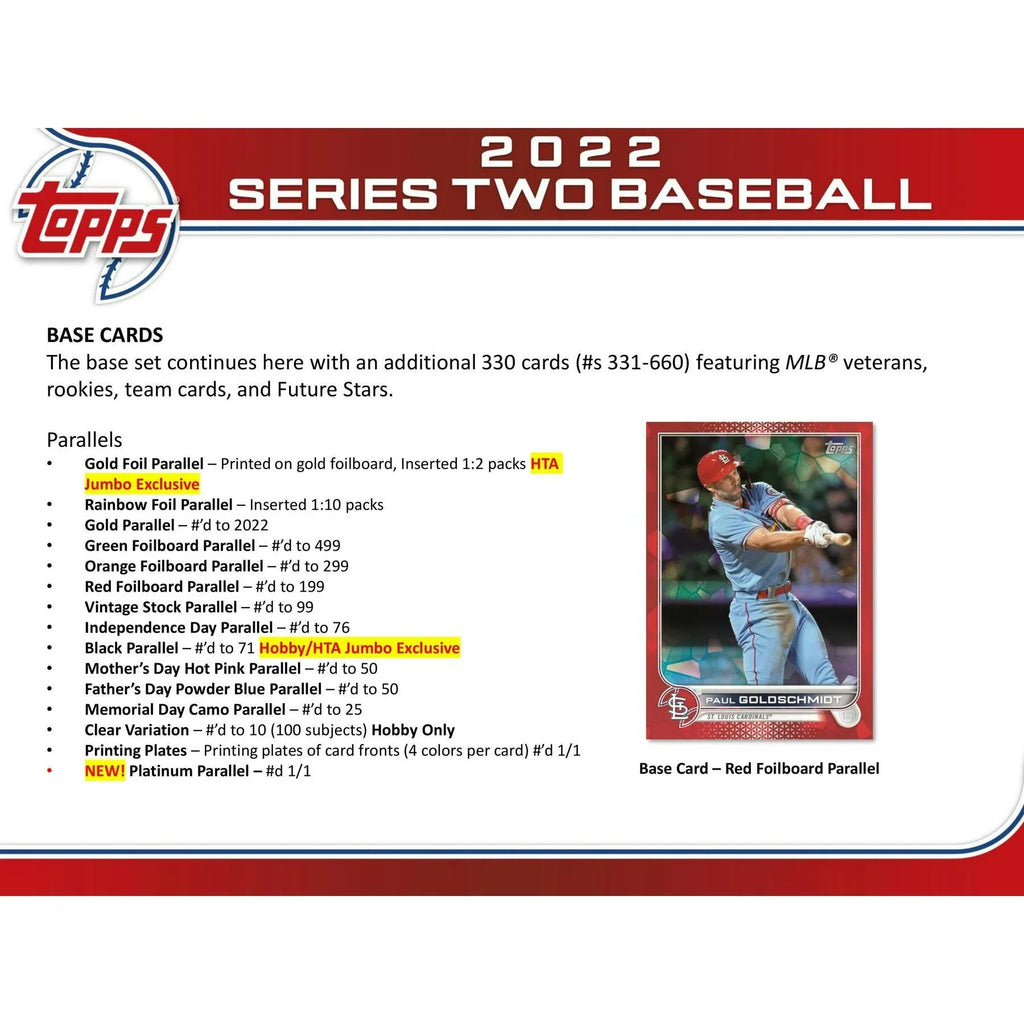 Topps Series 2 Baseball Hobby Box 2022 (Ships Sealed Only)