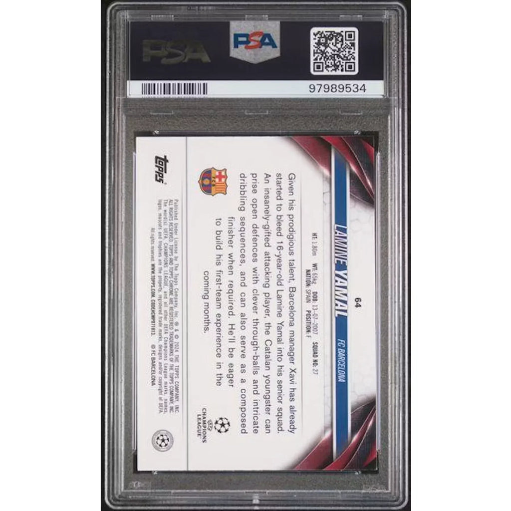 Lamine Yamal 2023-24 Topps Chrome Violet Speckle Refractor #64 | PSA 8