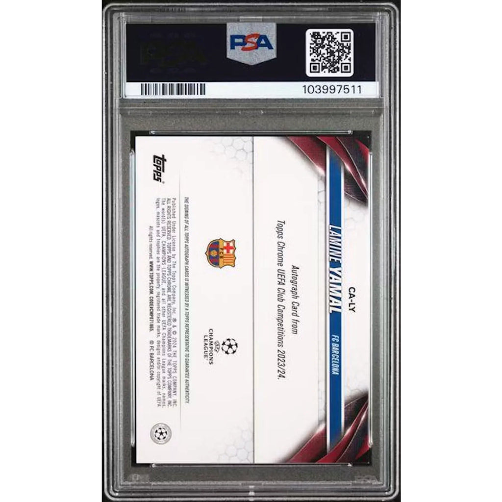 Lamine Yamal Signed 2023-24 Topps Chrome UCC Card | PSA 8