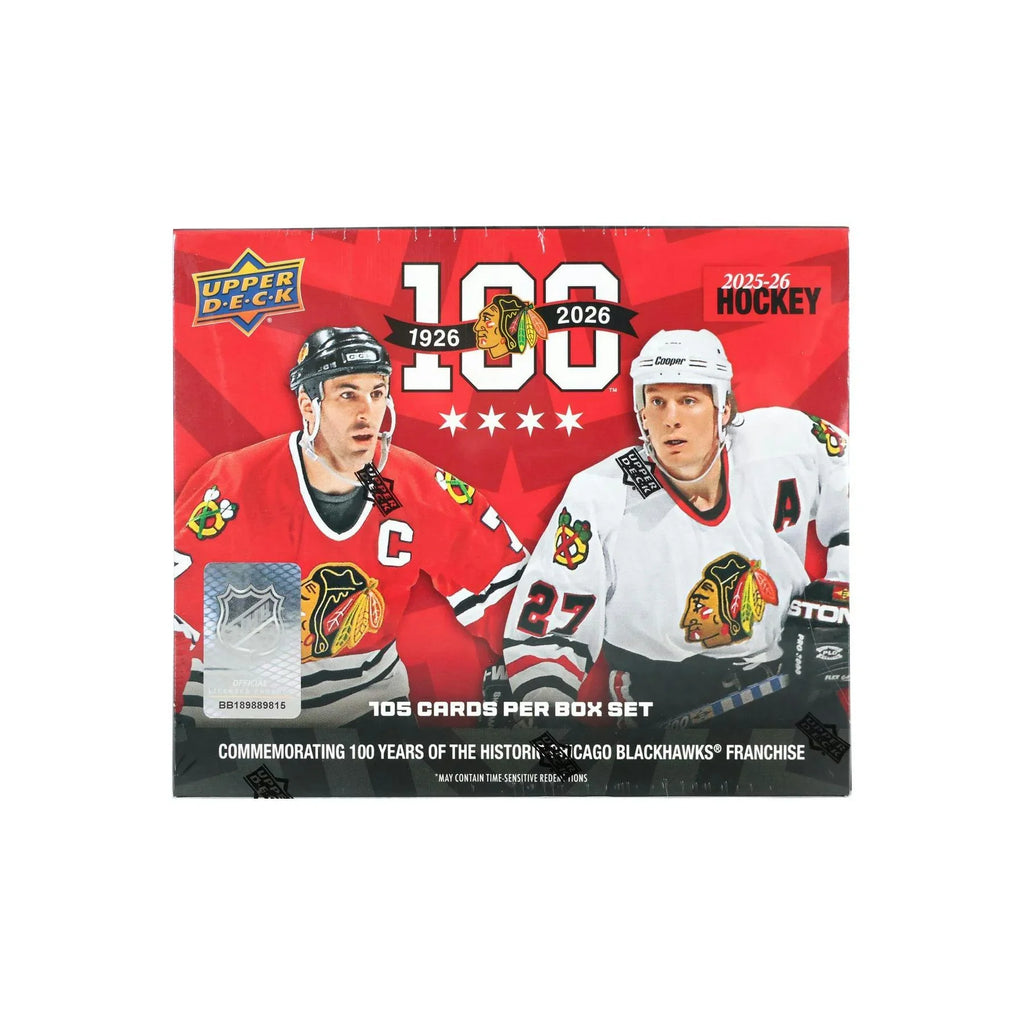 2025 26 Upper Deck Chicago Blackhawks Centennial Hockey Box 20 Set Case (Ships Sealed Only) - D1