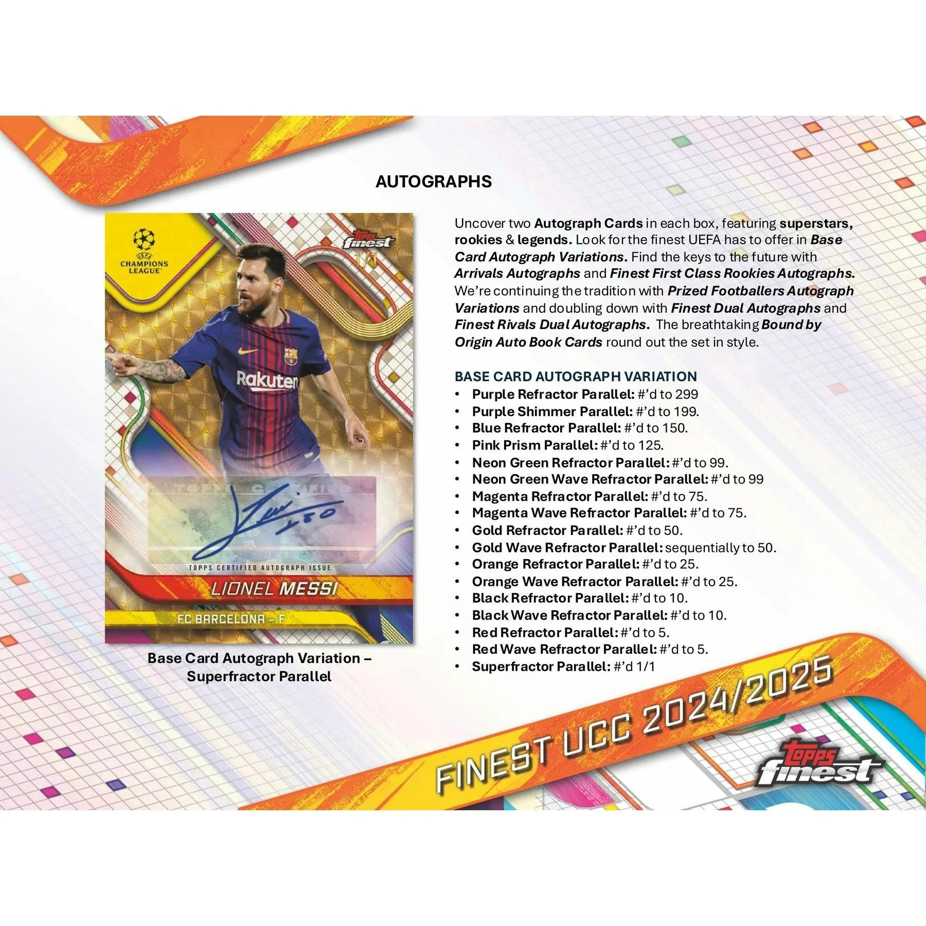 2024 25 Topps UEFA Club Competitions Finest Soccer Hobby Box (Ships Sealed Only)