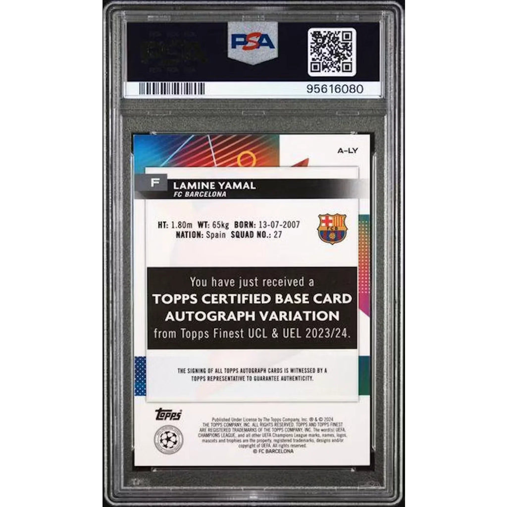 Lamine Yamal 2023-24 Topps Finest Purple Shimmer Rookie Auto | PSA 9/10