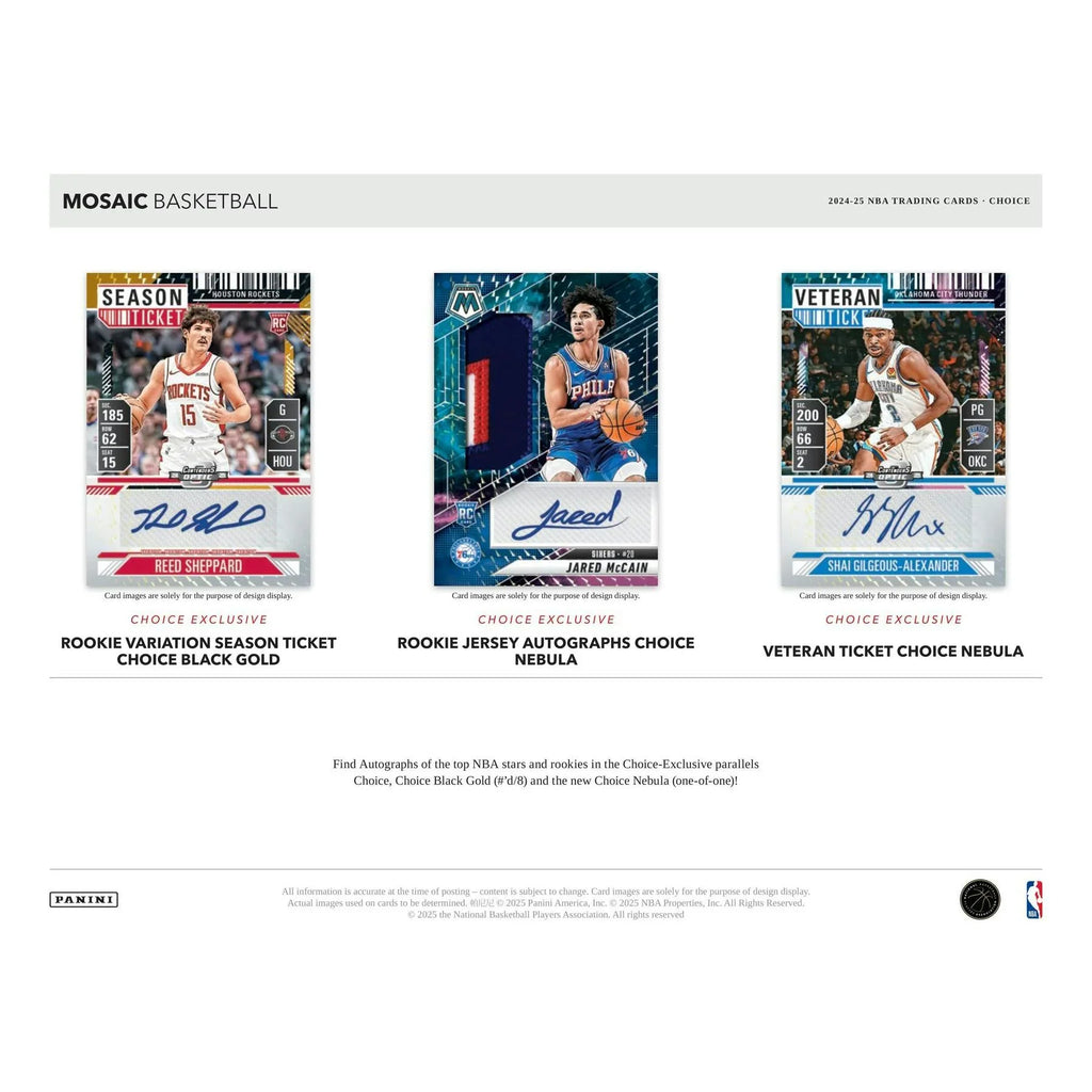 2024 25 Panini Mosaic Basketball Choice Box Hobby Release (Ships Sealed Only)