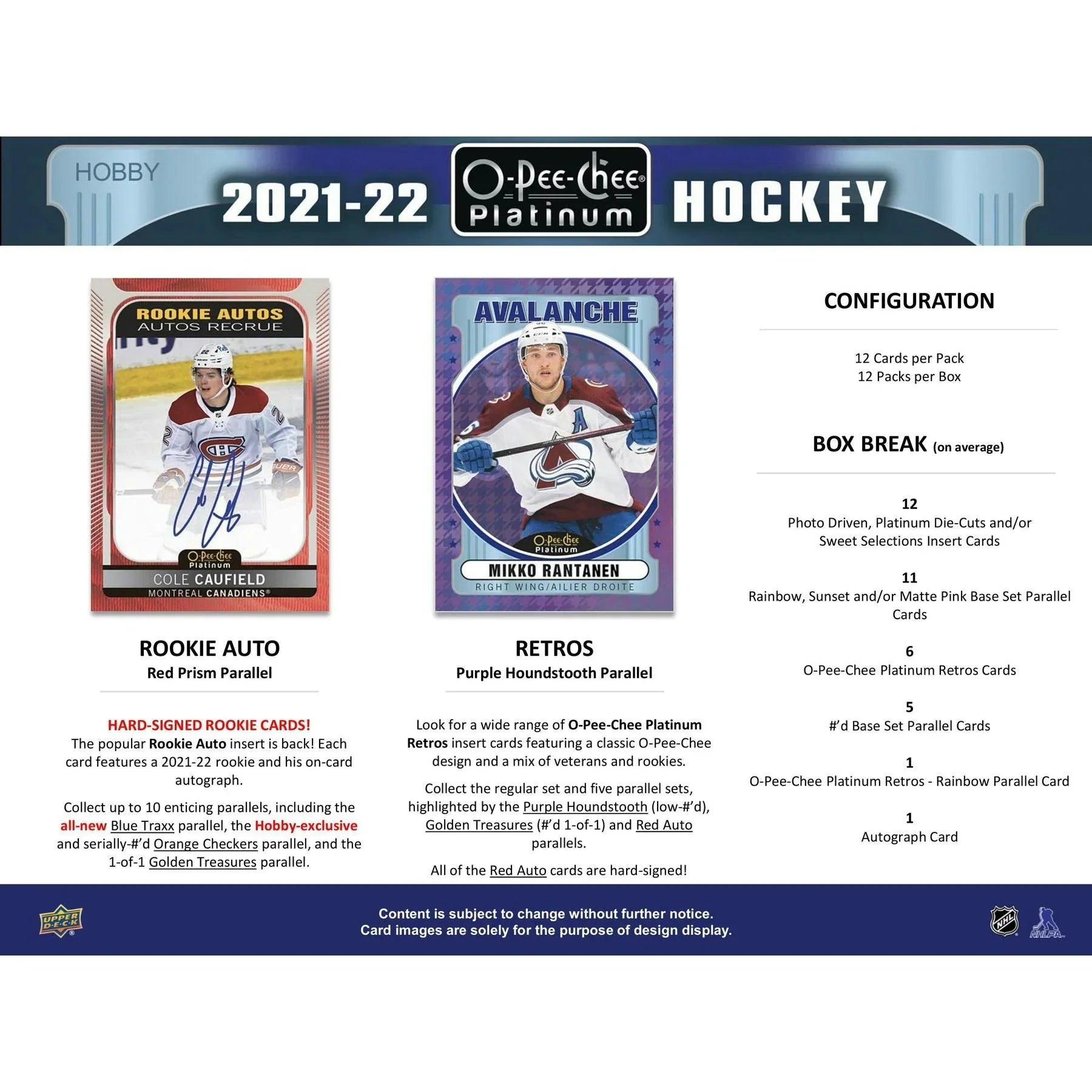 2021 22 Upper Deck O Pee Chee Platinum Hockey Hobby Box (Ships Sealed Only)
