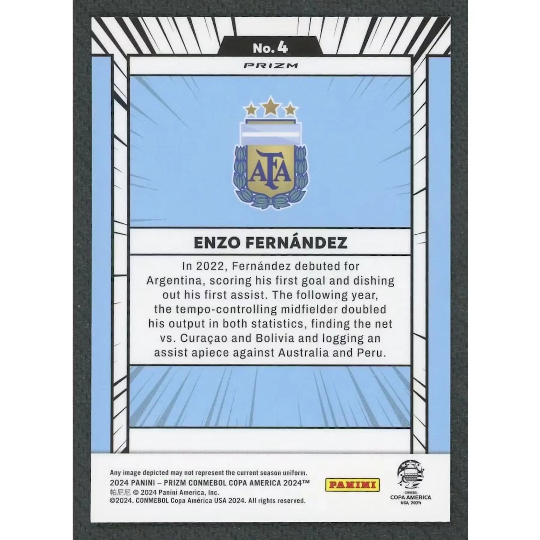 Enzo Fernandez 2024 Panini Prizm Copa America Manga #4
