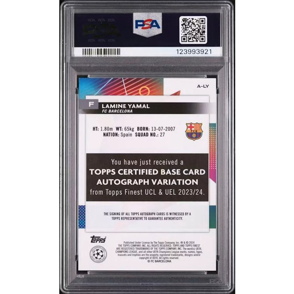 Lamine Yamal 2023-24 Topps Finest Blue Rookie Auto | PSA 8