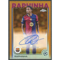 Raphinha Signed 2024-25 Topps Chrome UEFA Card | Orange Auto 3/25