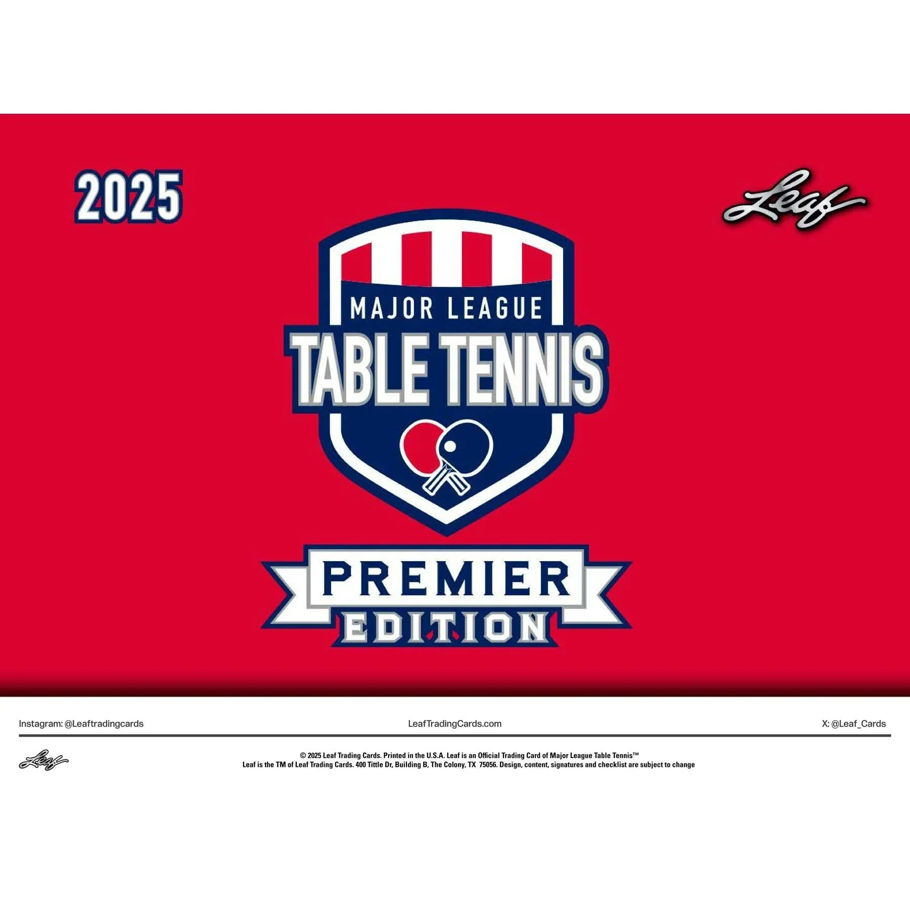 2025 Leaf MLTT Major League Table Tennis Premier Edition Hobby 12 Box Case (Ships Sealed Only)