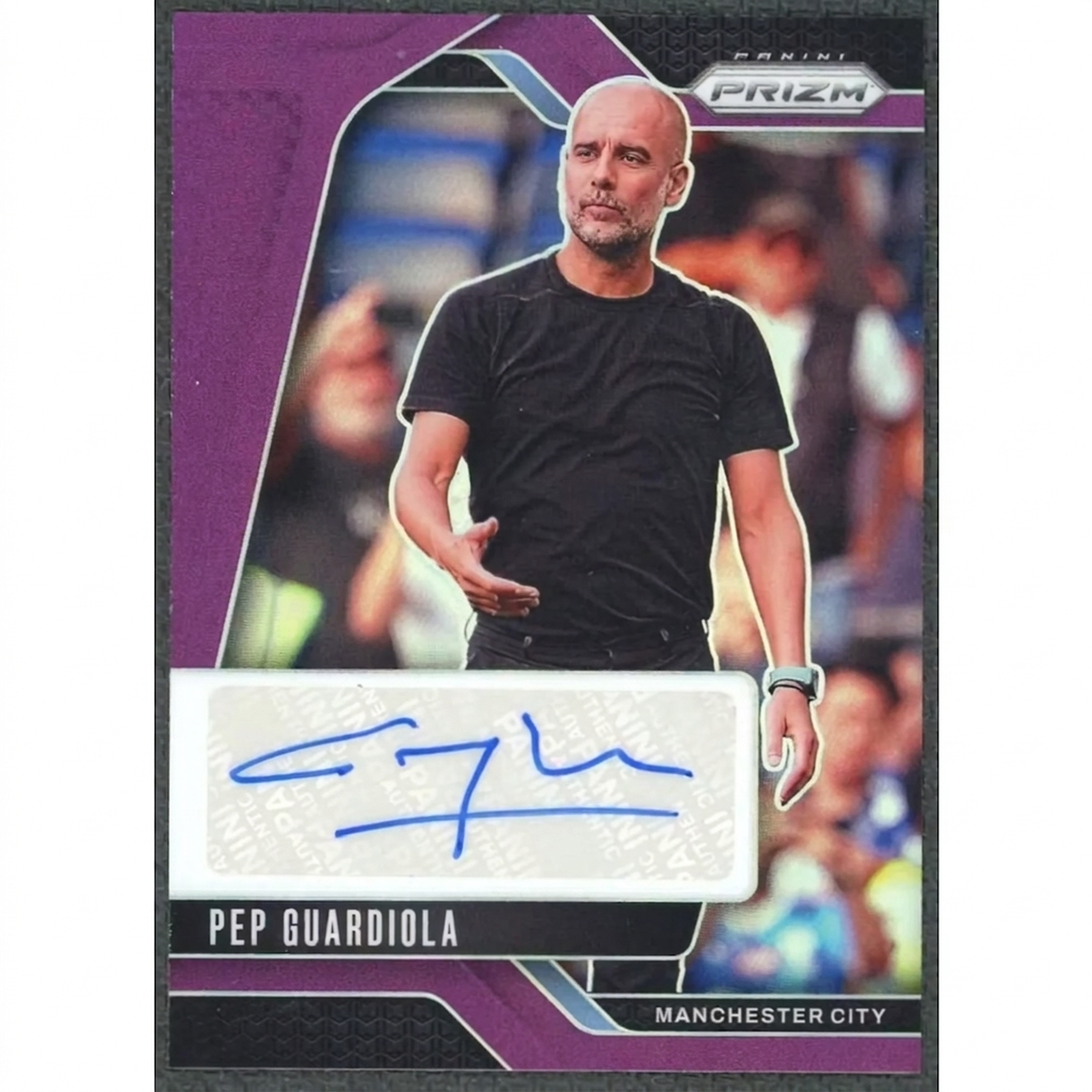 Pep Guardiola Signed 2024-25 Panini Prizm Card | Purple Auto/25