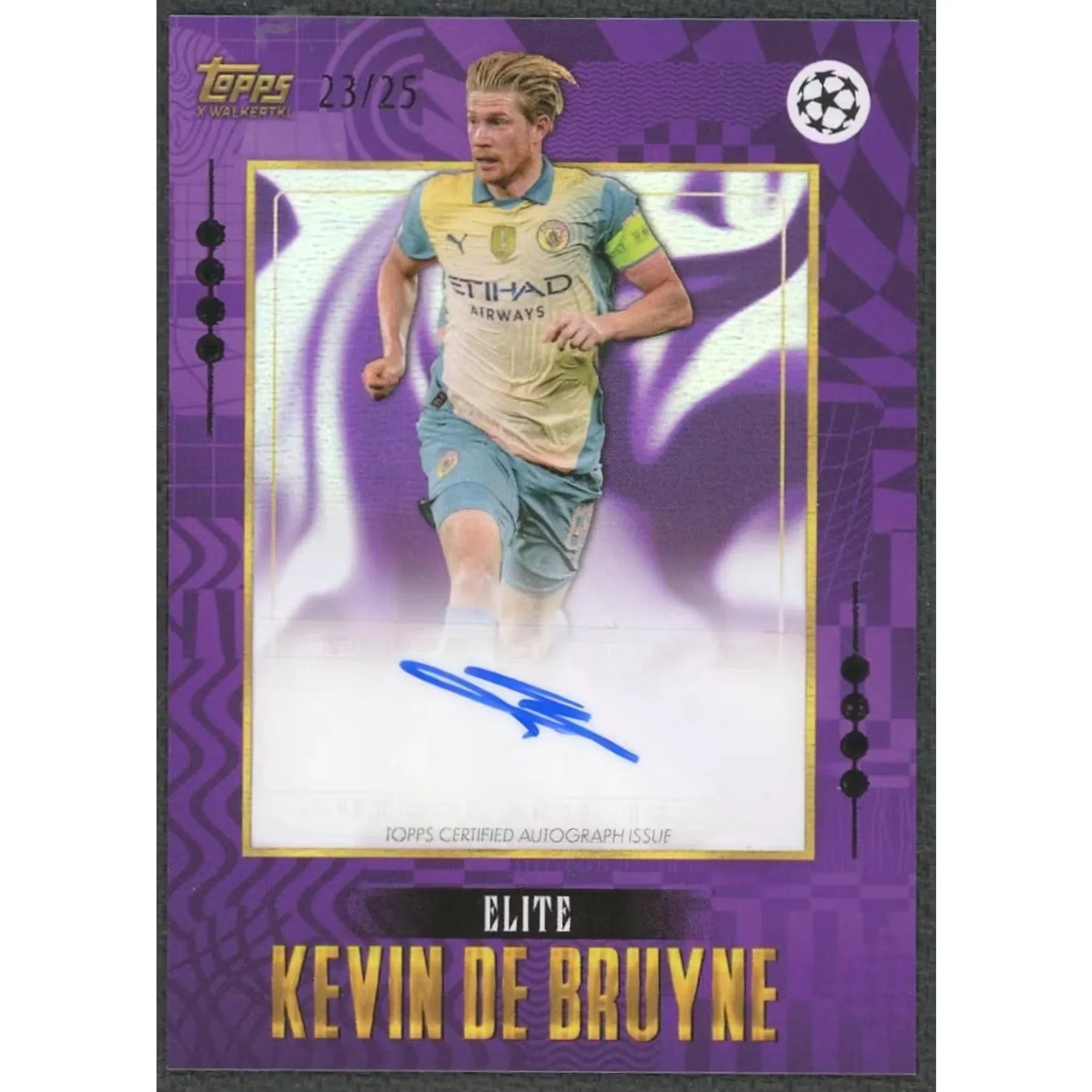 Kevin De Bruyne Signed 2024-25 Topps Gold UEFA Card | Purple/25