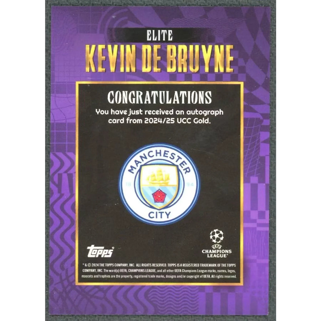 Kevin De Bruyne Signed 2024-25 Topps Gold UEFA Card | Purple/25