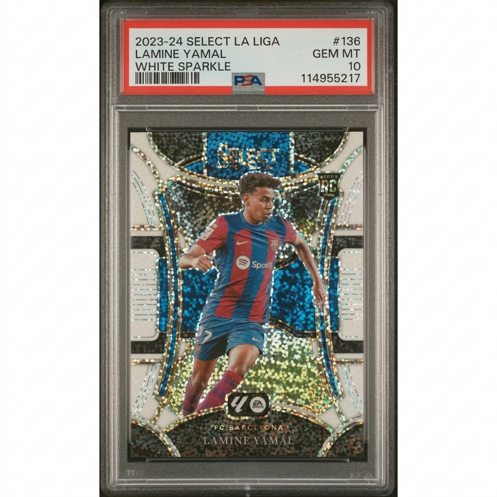 Lamine Yamal 2023-24 Panini Select White Sparkle Rookie #136 | PSA 10