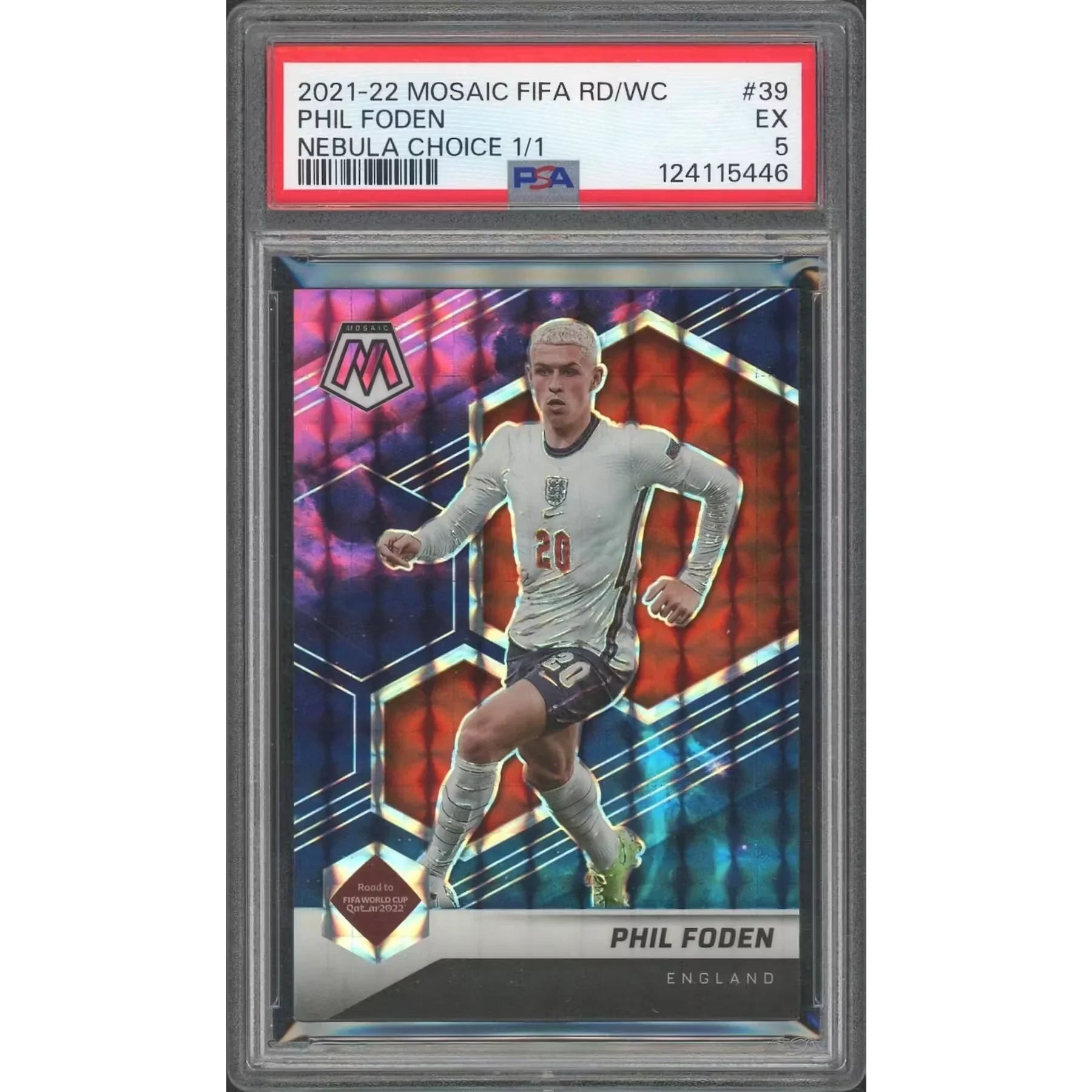 Phil Foden 2021-22 Panini Mosaic FIFA World Cup Nebula 1/1 | PSA 5