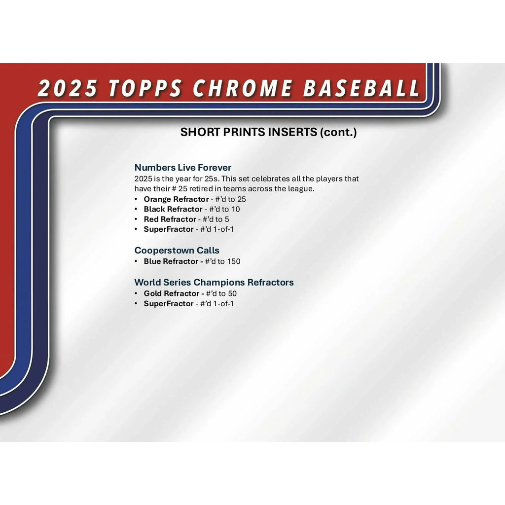 2025 Topps Chrome Baseball Hobby Box (Ships Sealed Only) - D