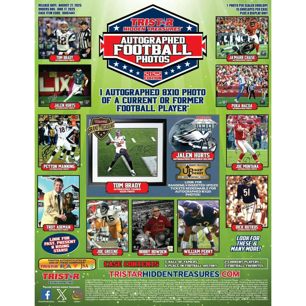 2025 TriStar Hidden Treasures Autographed Football Photos Hobby Box (Ships Sealed Only) - D1