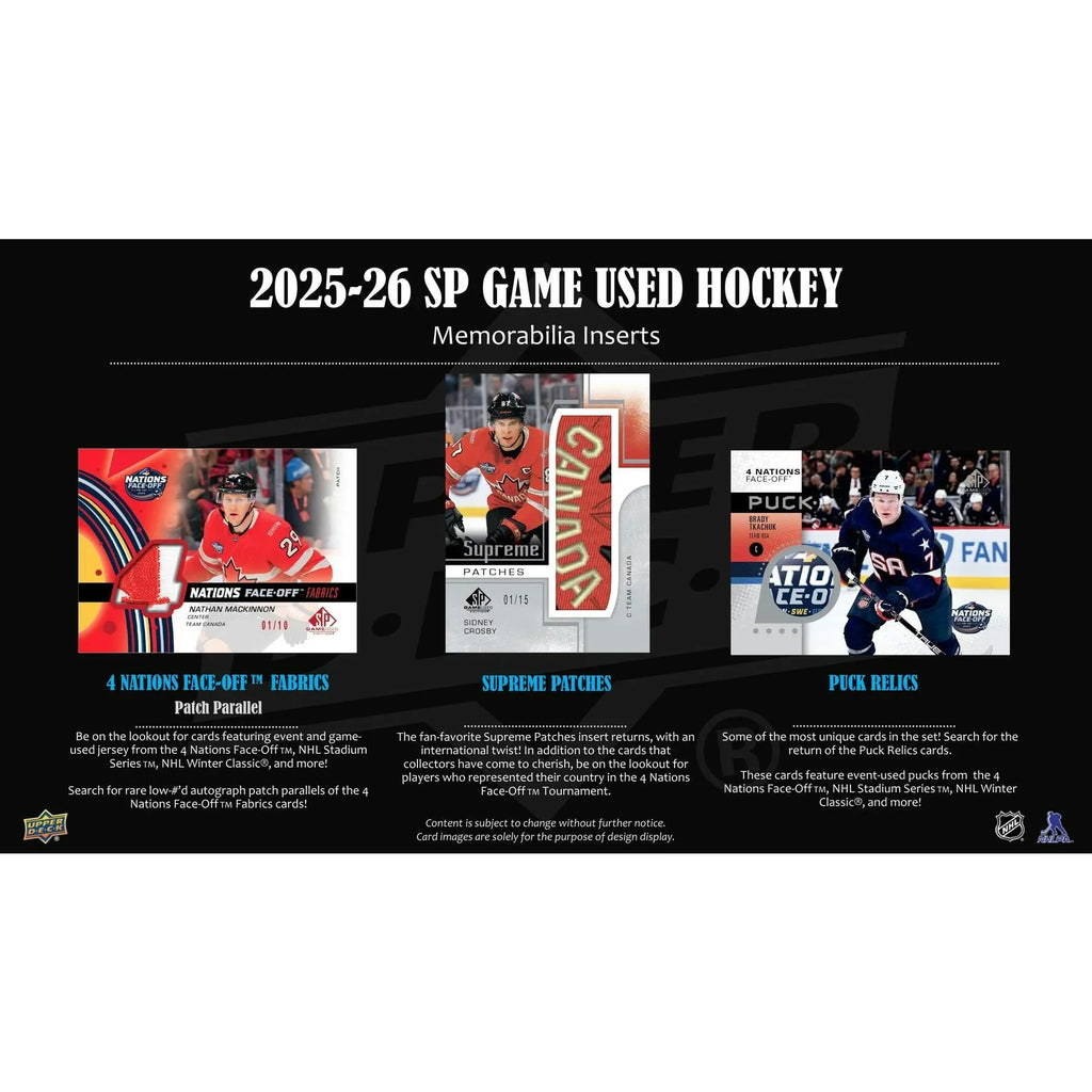 2025 26 Upper Deck SP Game Used Hockey Hobby Box (Ships Sealed Only)
