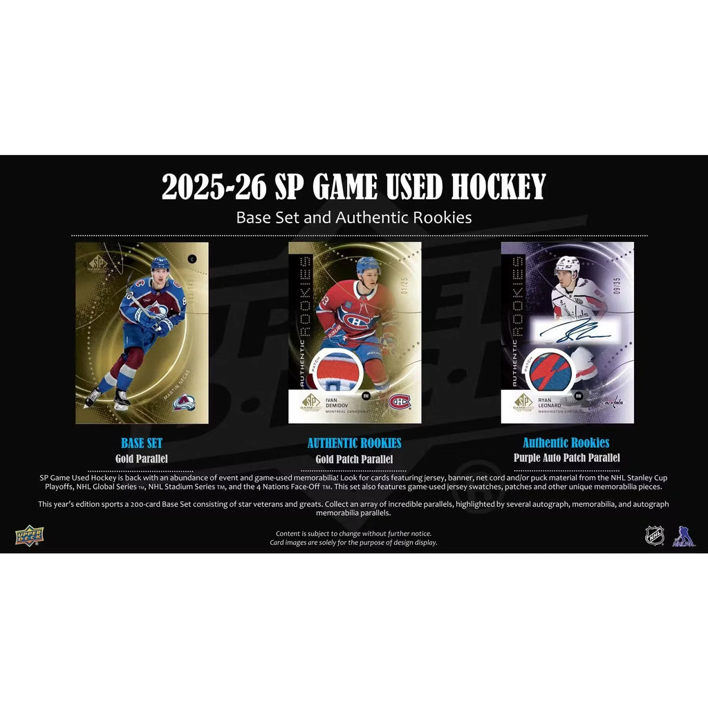 2025 26 Upper Deck SP Game Used Hockey Hobby 20 Box Case (Ships Sealed Only)