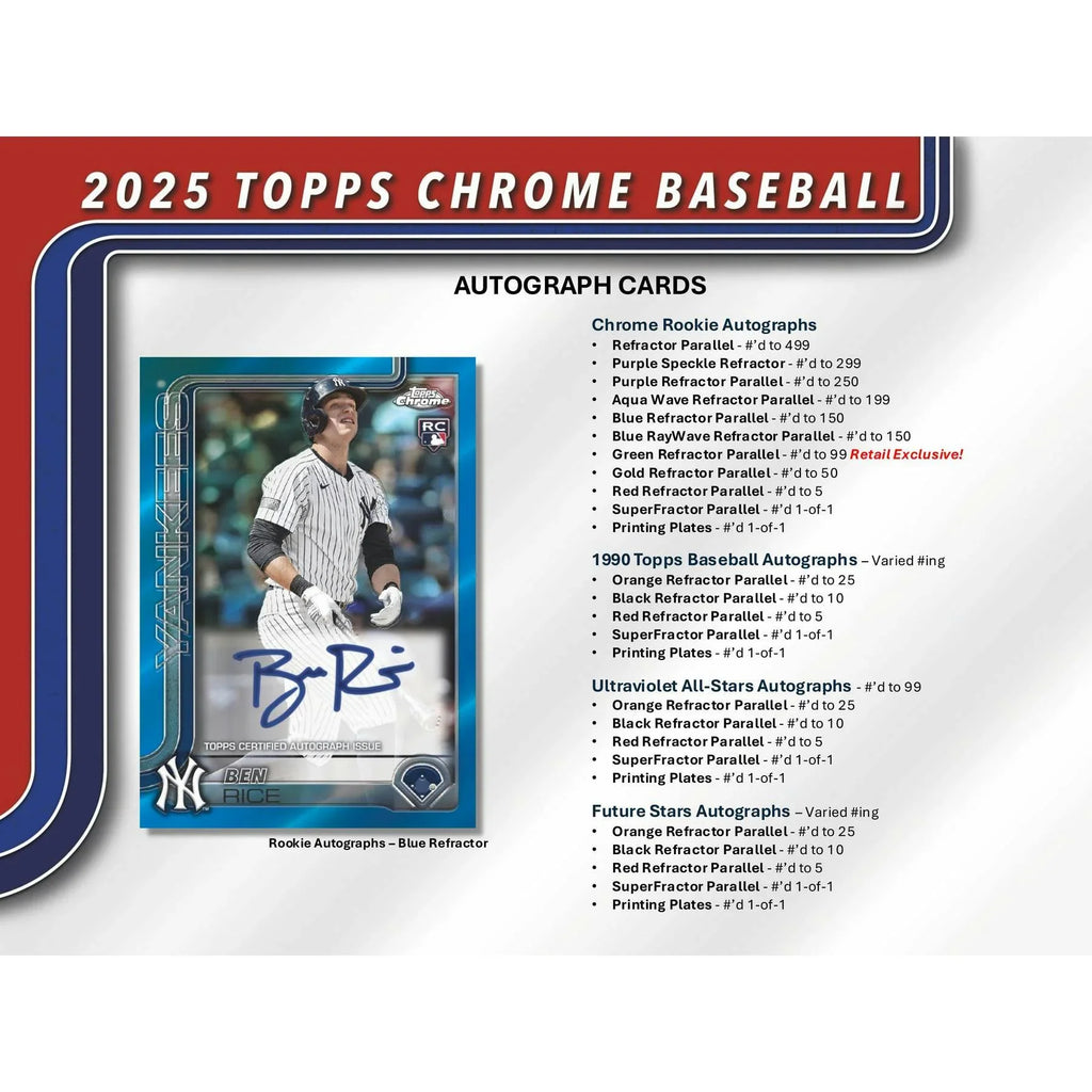 2025 Topps Chrome Baseball Mega Box (Ships Sealed Only)