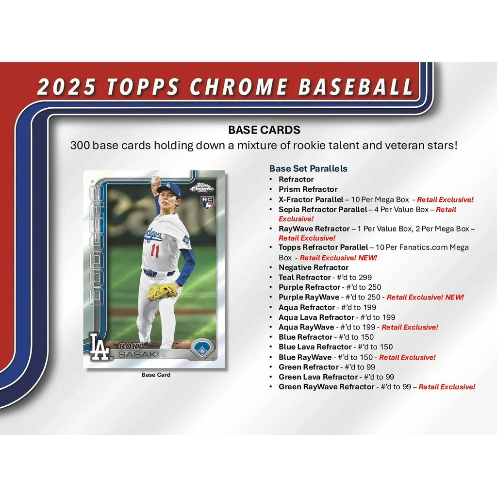 2025 Topps Chrome Baseball Mega Box (Ships Sealed Only)