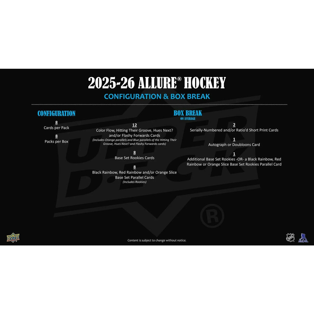 2025 26 Upper Deck Allure Hockey Hobby Box (Ships Sealed Only)