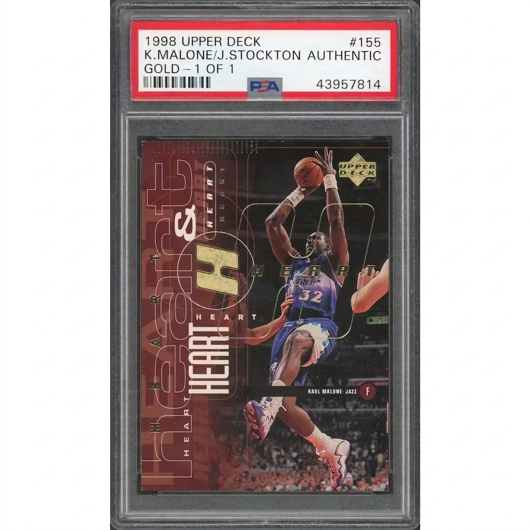 Karl Malone & John Stockton 1998 Upper Deck Heart & Soul Gold Card | 1/1