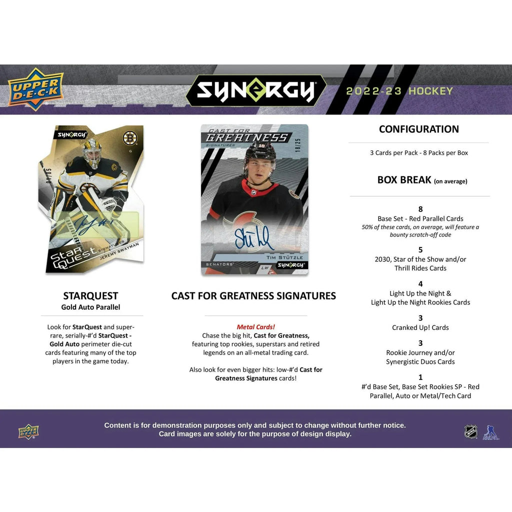 2022 23 Upper Deck Synergy Hockey Hobby Box (Ships Sealed Only)