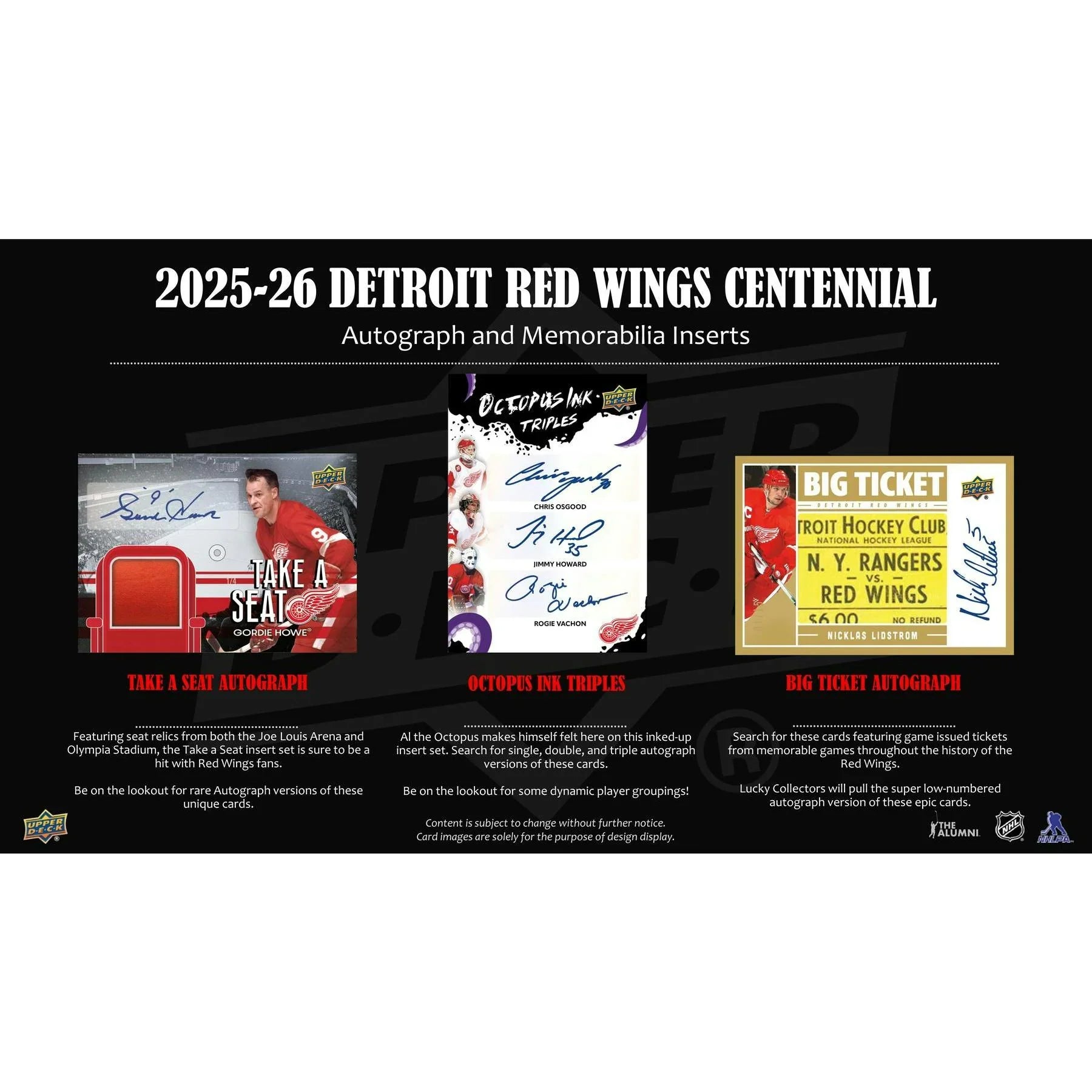 2025 26 Upper Deck Detroit Red Wings Centennial Hockey Hobby Box (Ships Sealed Only)