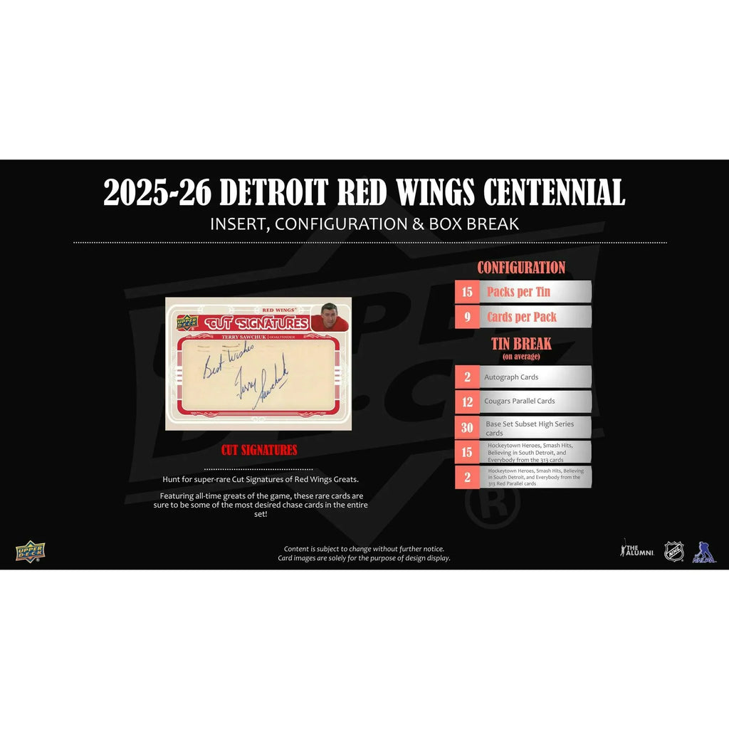 2025 26 Upper Deck Detroit Red Wings Centennial Hockey Hobby Box (Ships Sealed Only)