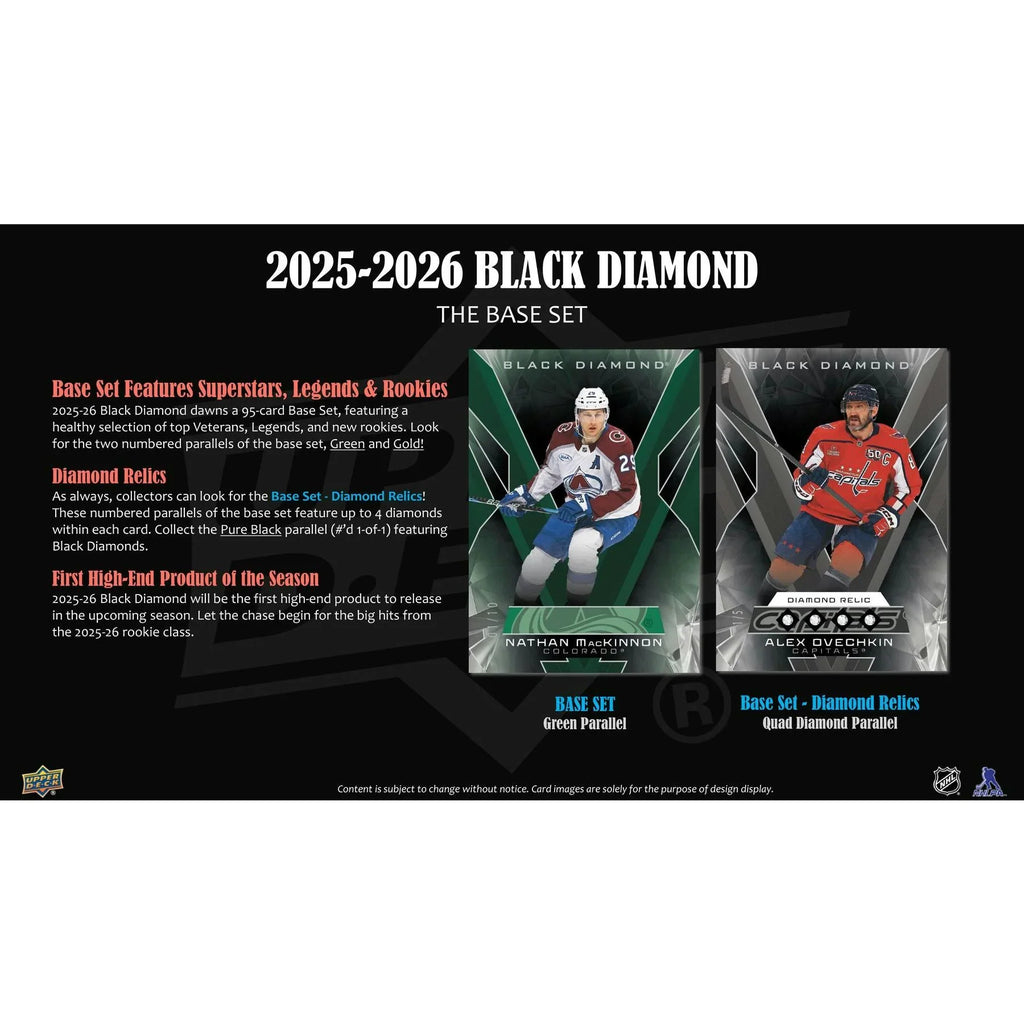 2025 26 Upper Deck Black Diamond Hockey Hobby 10 Box Case (Ships Sealed Only)